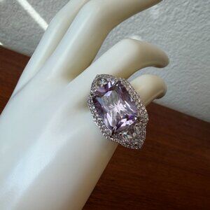 RARITIES Sterling Silver Pink Amethyst White Zircon and White Topaz Ring